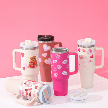 40oz Insulated Tumbler with Handle – Stainless Steel Spill-Proof Mug
