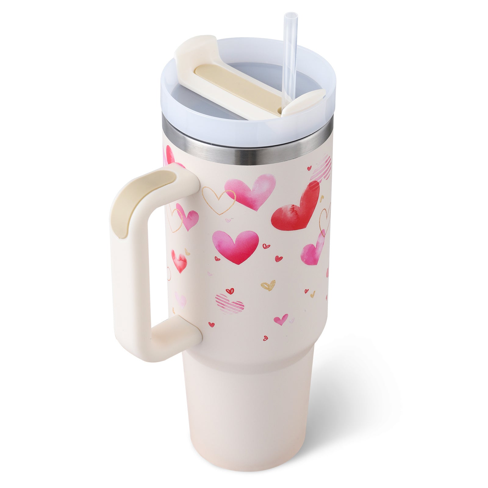 40oz Insulated Tumbler with Handle – Stainless Steel Spill-Proof Mug
