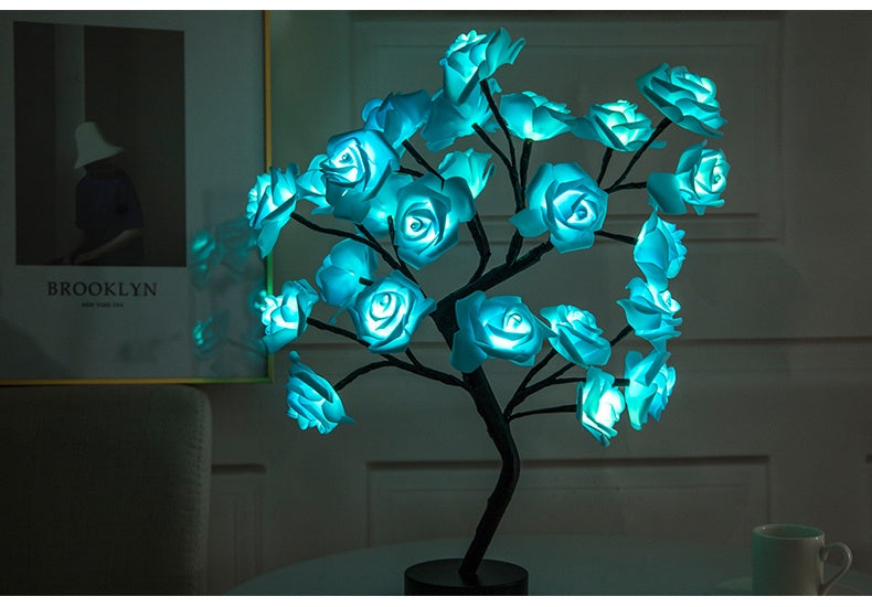 Rose Flower LED Lamp – USB Battery Table Light for Home Decor