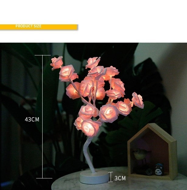 Rose Flower LED Lamp – USB Battery Table Light for Home Decor