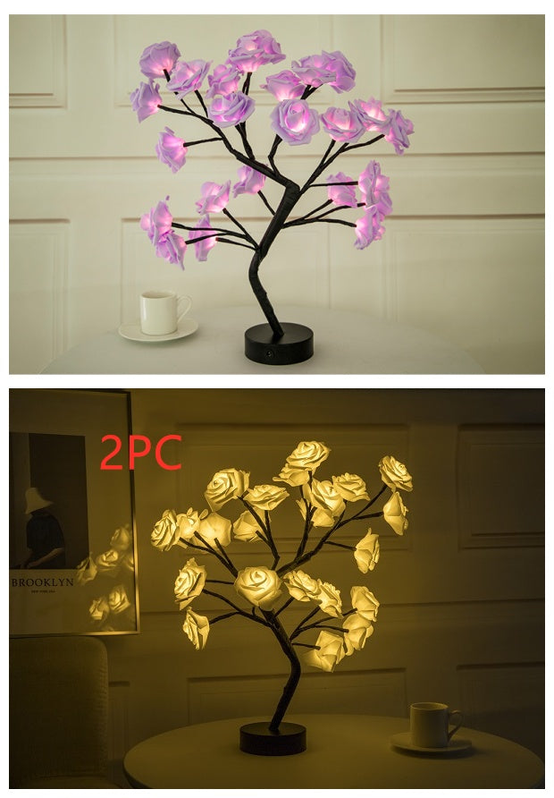 Rose Flower LED Lamp – USB Battery Table Light for Home Decor