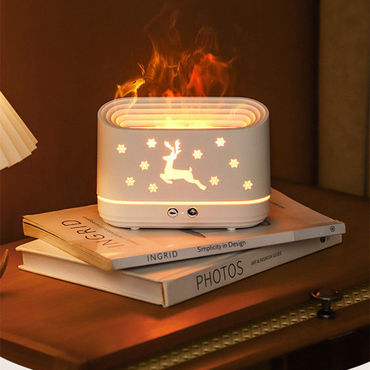 Elk Flame Humidifier Diffuser – Christmas Home Atmosphere Lamp