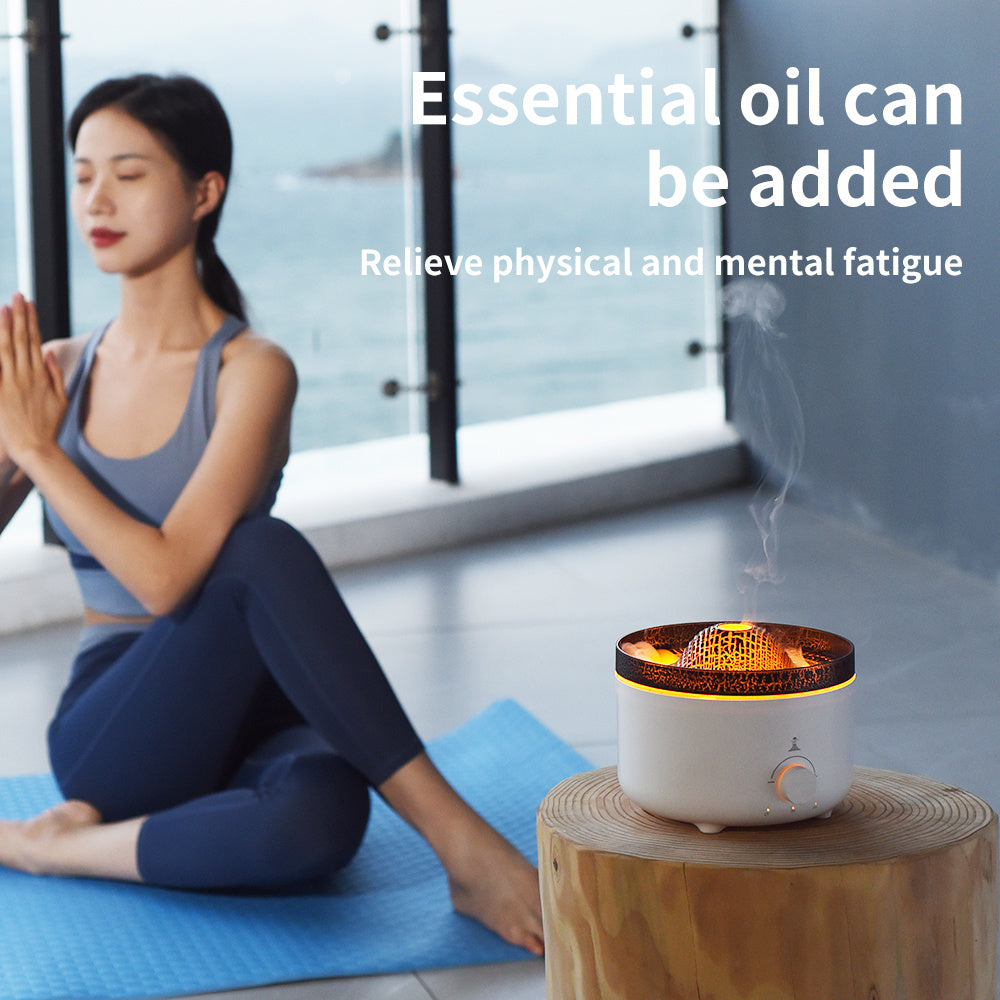 Simulated Flame Volcano Humidifier – Home Decor Aroma Diffuser