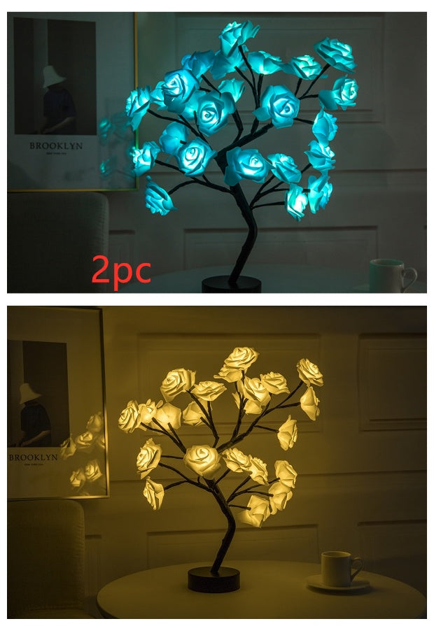 Rose Flower LED Lamp – USB Battery Table Light for Home Decor