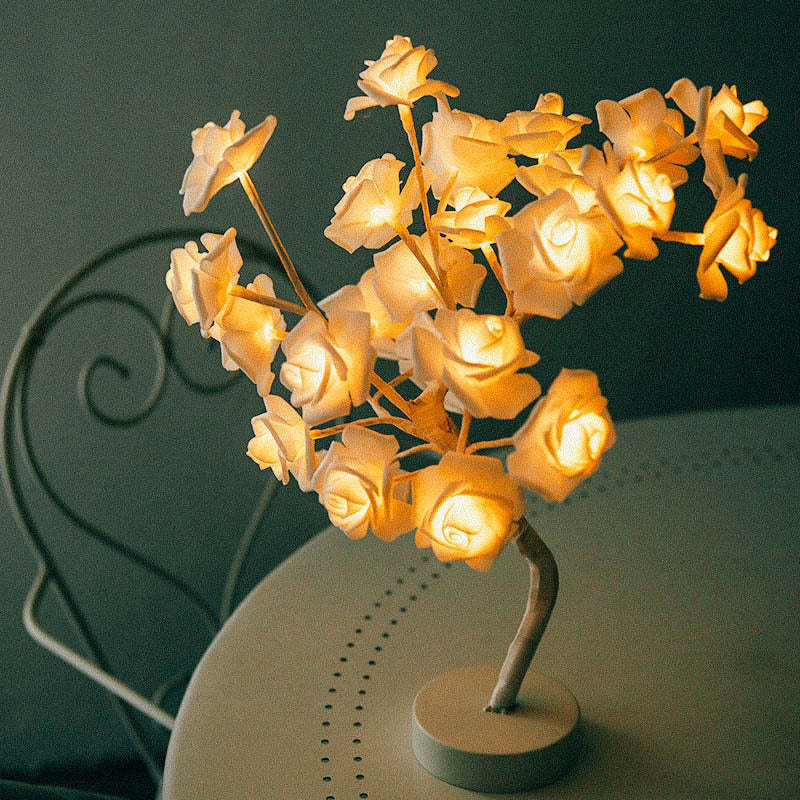 Rose Flower LED Lamp – USB Battery Table Light for Home Decor