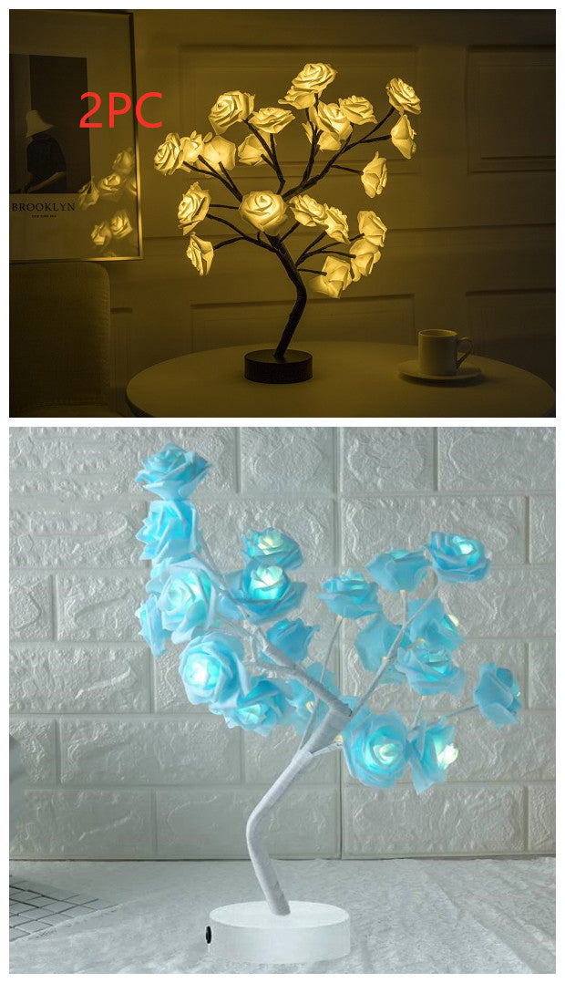 Rose Flower LED Lamp – USB Battery Table Light for Home Decor