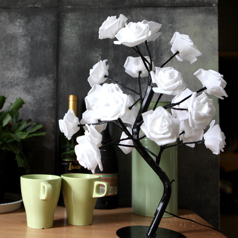 Rose Flower LED Lamp – USB Battery Table Light for Home Decor
