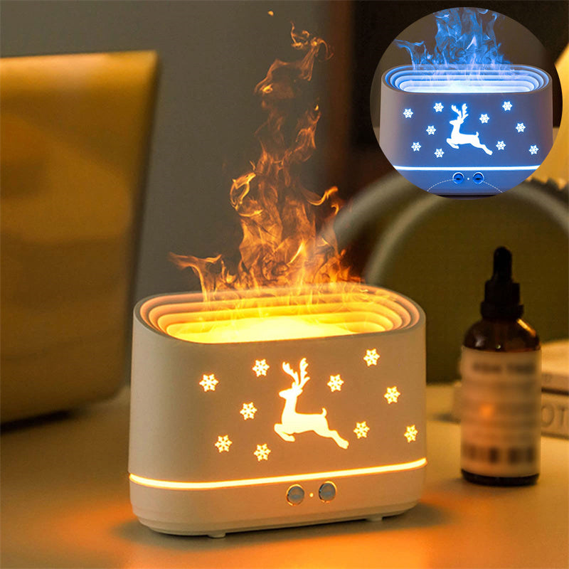 Elk Flame Humidifier Diffuser – Christmas Home Atmosphere Lamp