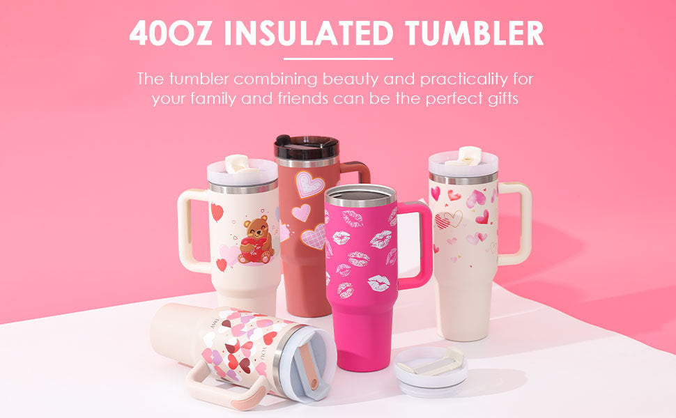 40oz Insulated Tumbler with Handle – Stainless Steel Spill-Proof Mug