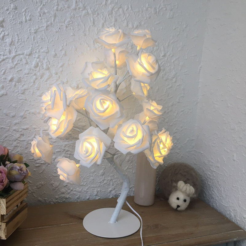 Rose Flower LED Lamp – USB Battery Table Light for Home Decor