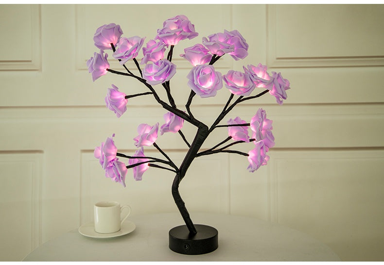 Rose Flower LED Lamp – USB Battery Table Light for Home Decor