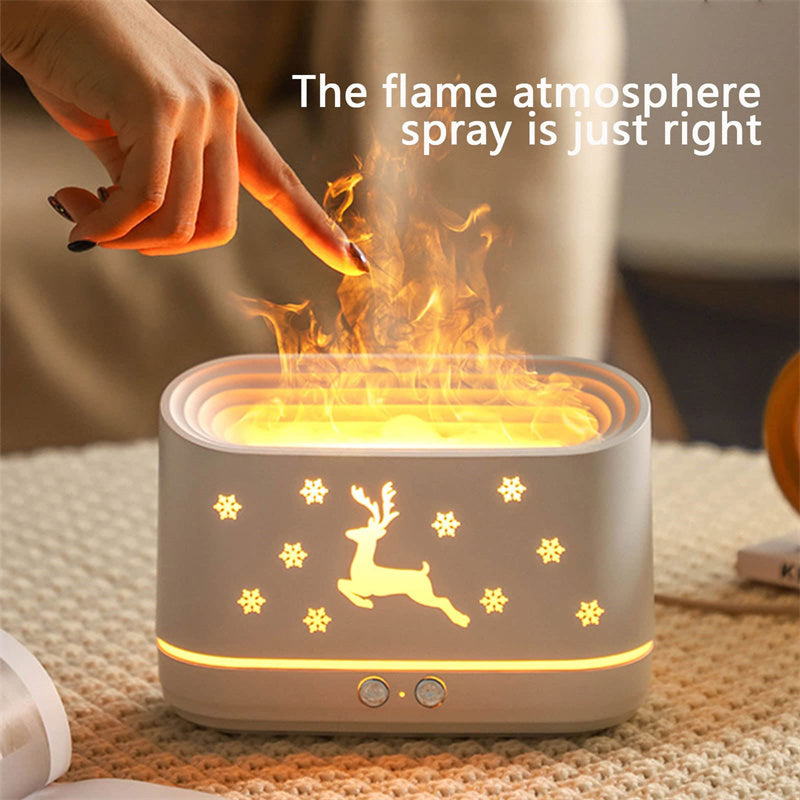 Elk Flame Humidifier Diffuser – Christmas Home Atmosphere Lamp