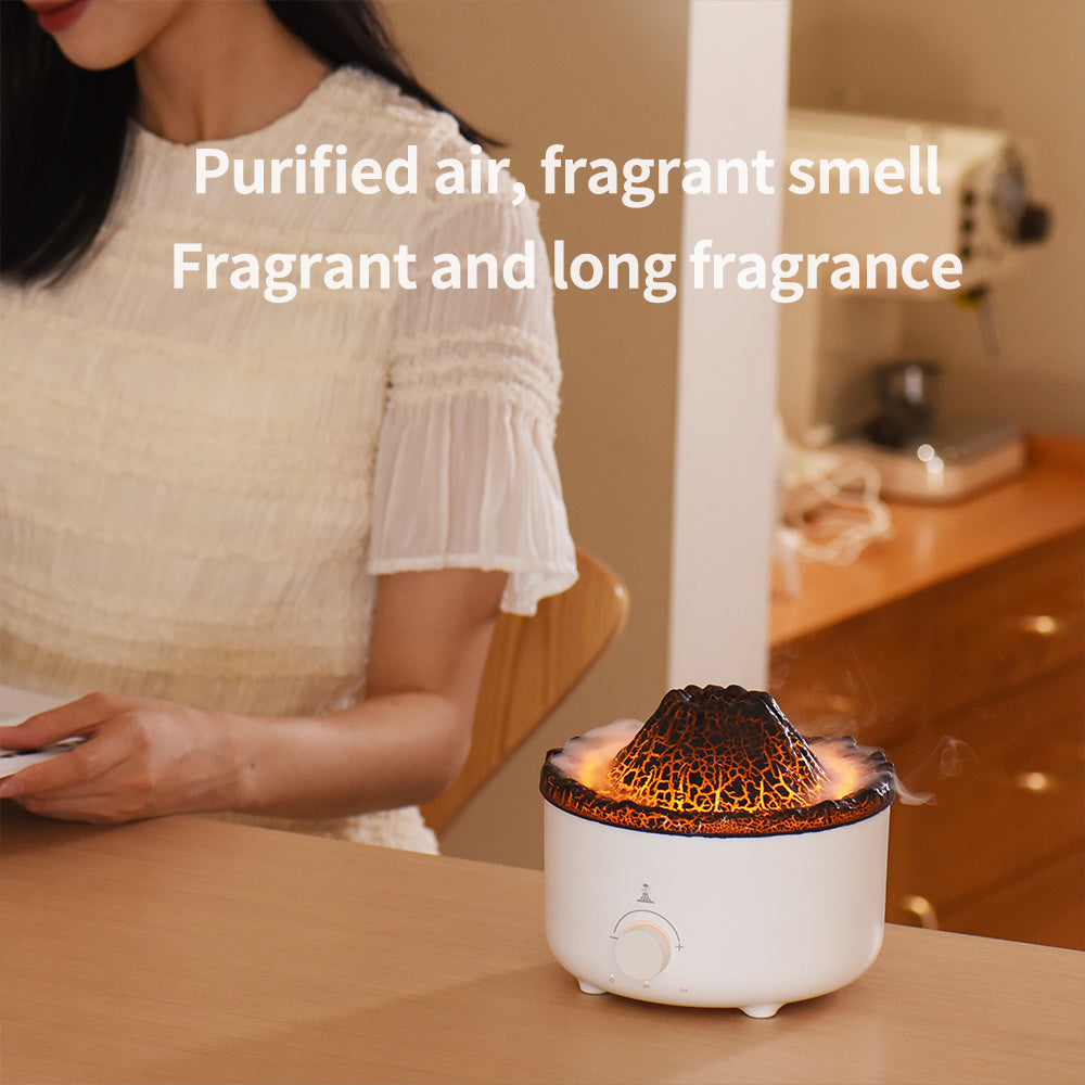 Simulated Flame Volcano Humidifier – Home Decor Aroma Diffuser