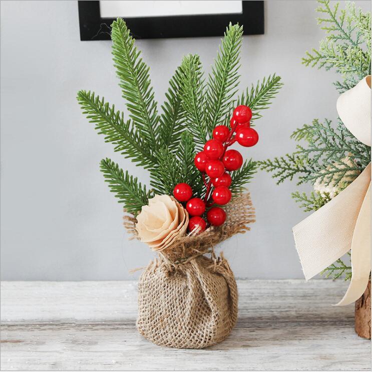 Artificial Christmas Tree Decor – Jute Red Fruit Pine Cone Ornament