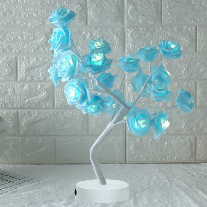 Rose Flower LED Lamp – USB Battery Table Light for Home Decor