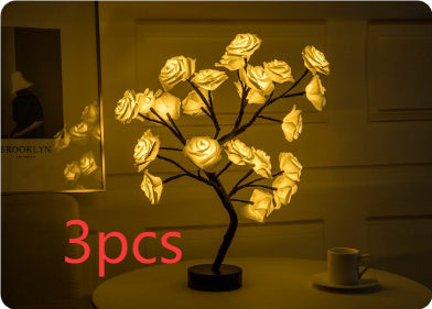 Rose Flower LED Lamp – USB Battery Table Light for Home Decor