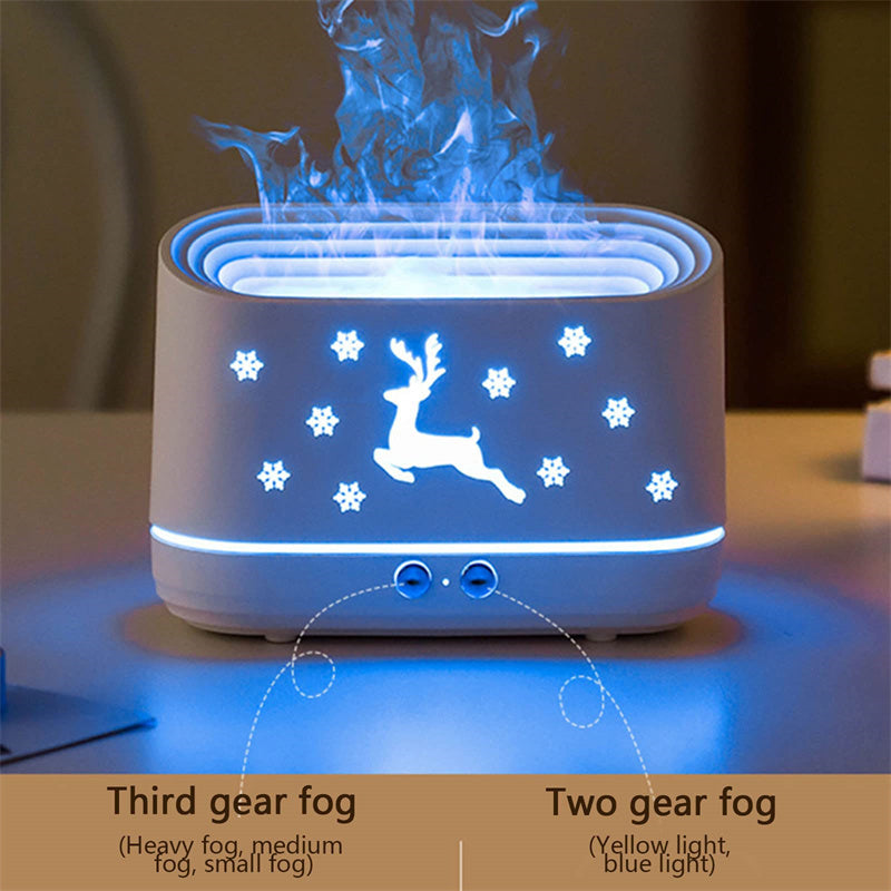 Elk Flame Humidifier Diffuser – Christmas Home Atmosphere Lamp