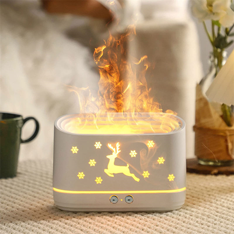 Elk Flame Humidifier Diffuser – Christmas Home Atmosphere Lamp