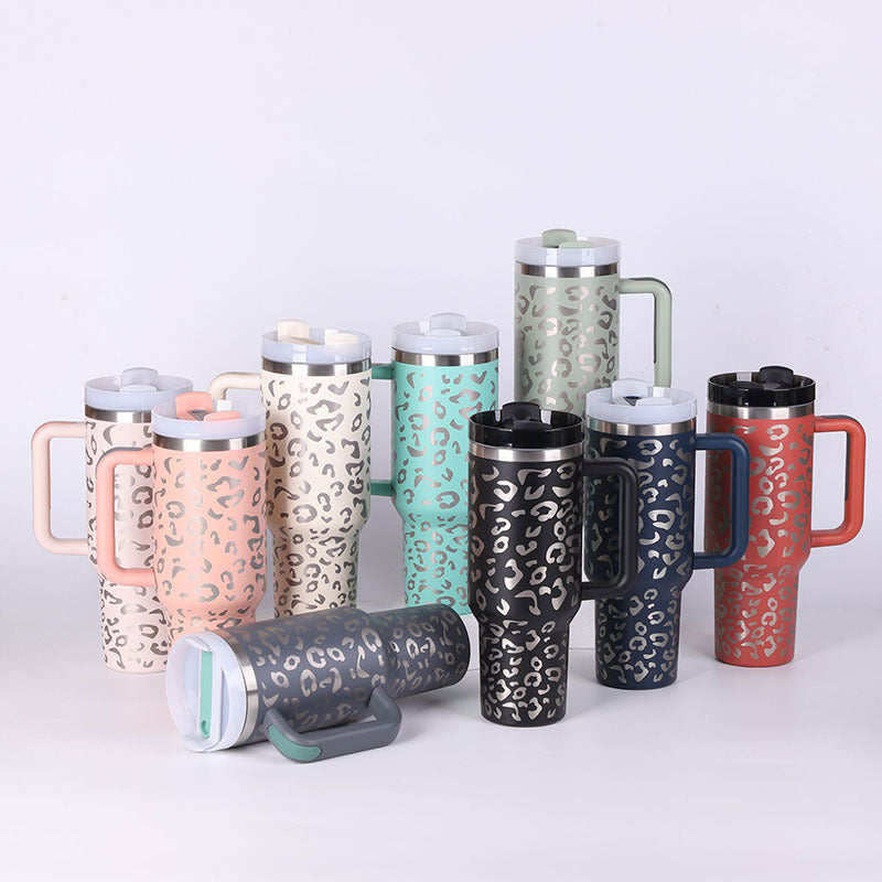 40oz Insulated Tumbler with Handle – Stainless Steel Spill-Proof Mug