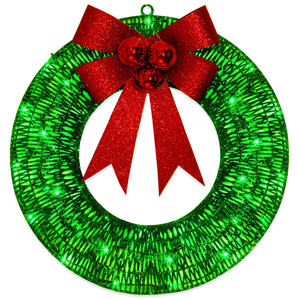 50CM LED Christmas Wreath – Luminous Metal Garland with Bow