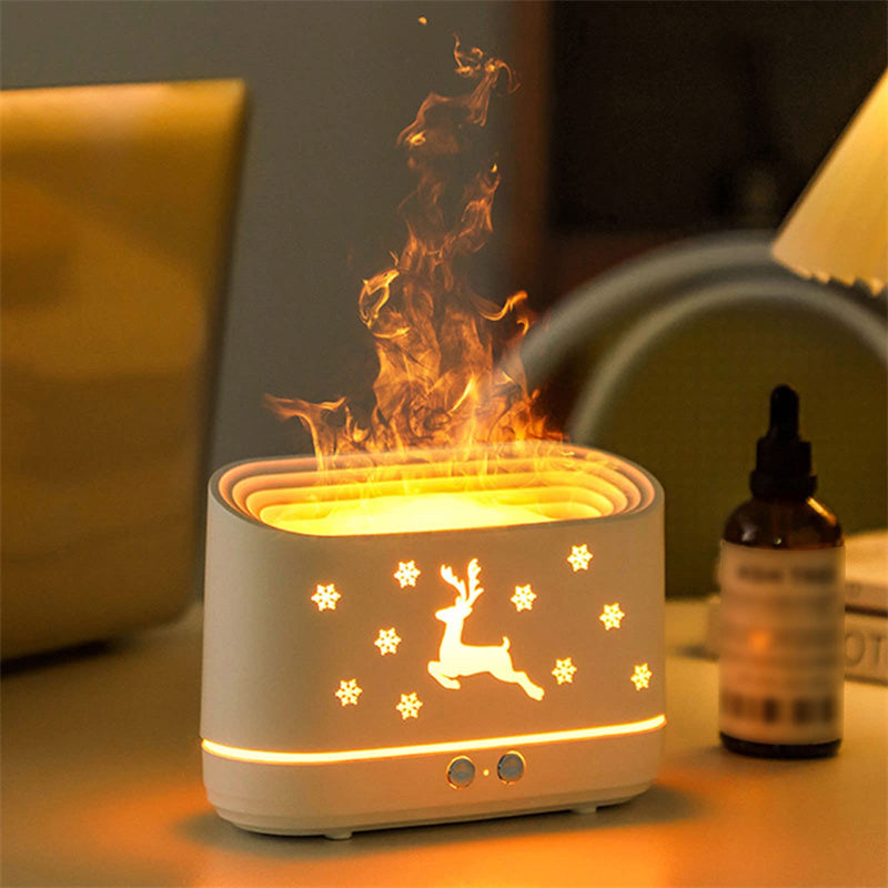 Elk Flame Humidifier Diffuser – Christmas Home Atmosphere Lamp
