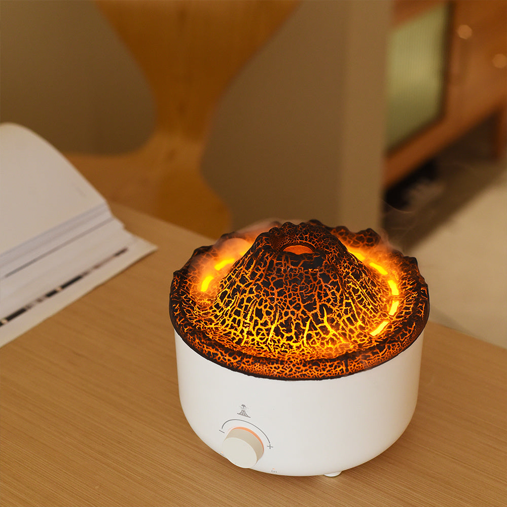 Simulated Flame Volcano Humidifier – Home Decor Aroma Diffuser