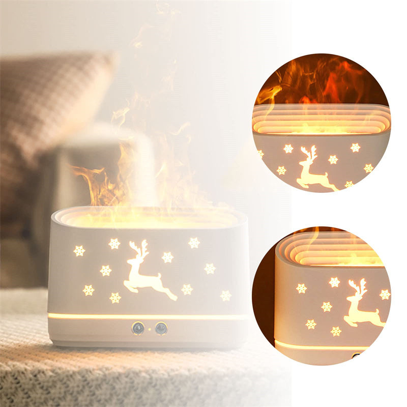 Elk Flame Humidifier Diffuser – Christmas Home Atmosphere Lamp