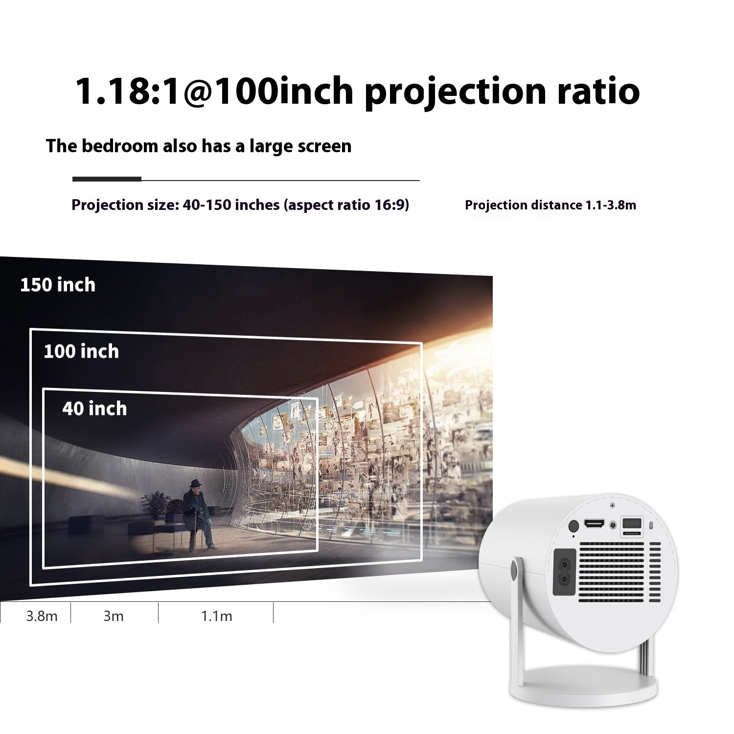 Portable Mini Projector – 180° Angle with Auto Focus for Home