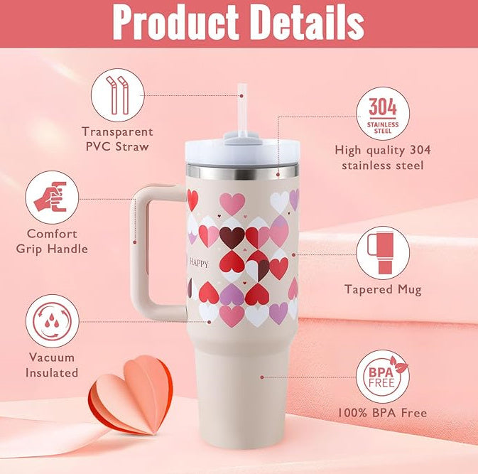 40oz Insulated Tumbler with Handle – Stainless Steel Spill-Proof Mug